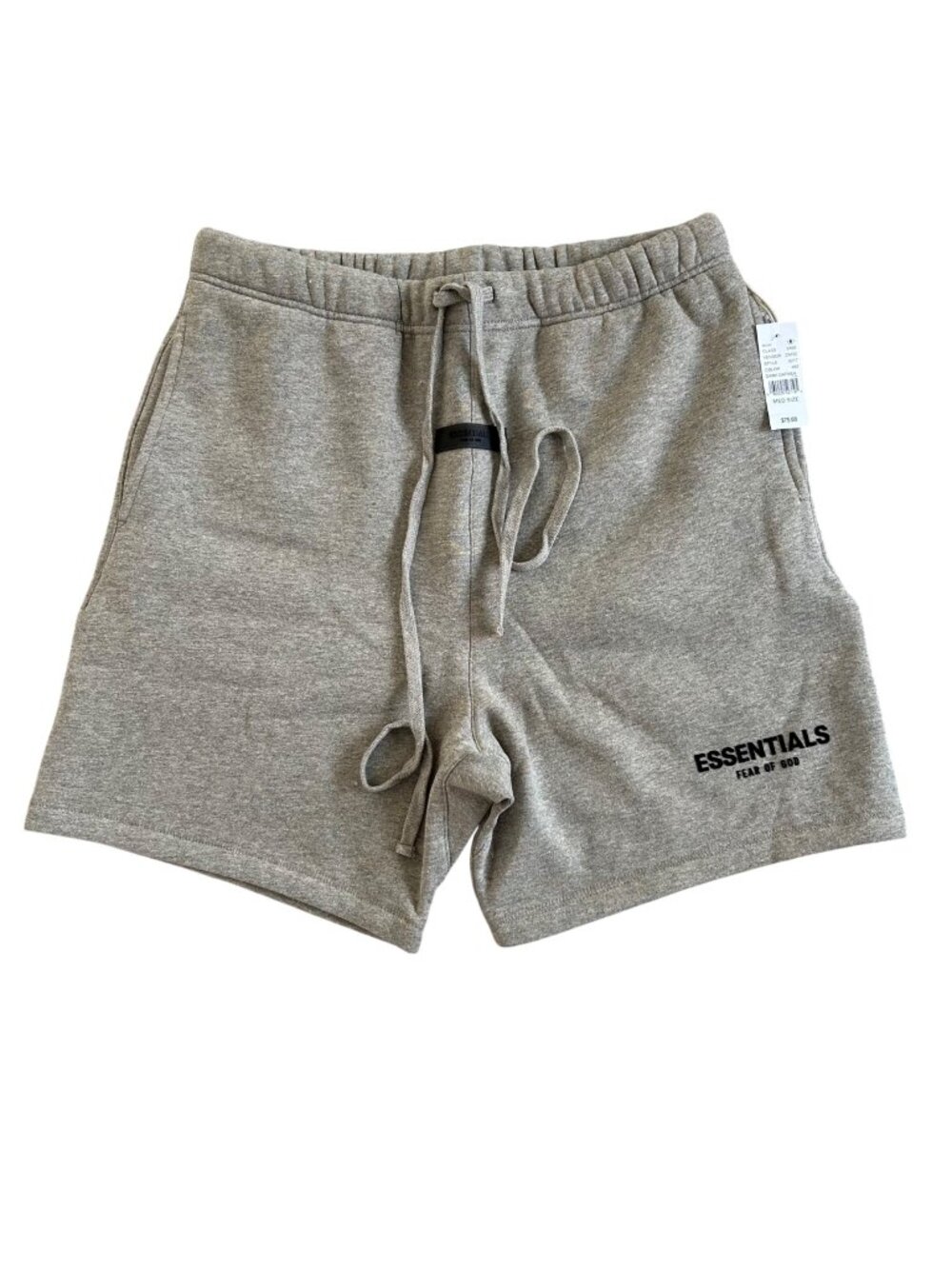 Essentials Mens Sz M Gray Fleece Shorts Drawstring Waistband